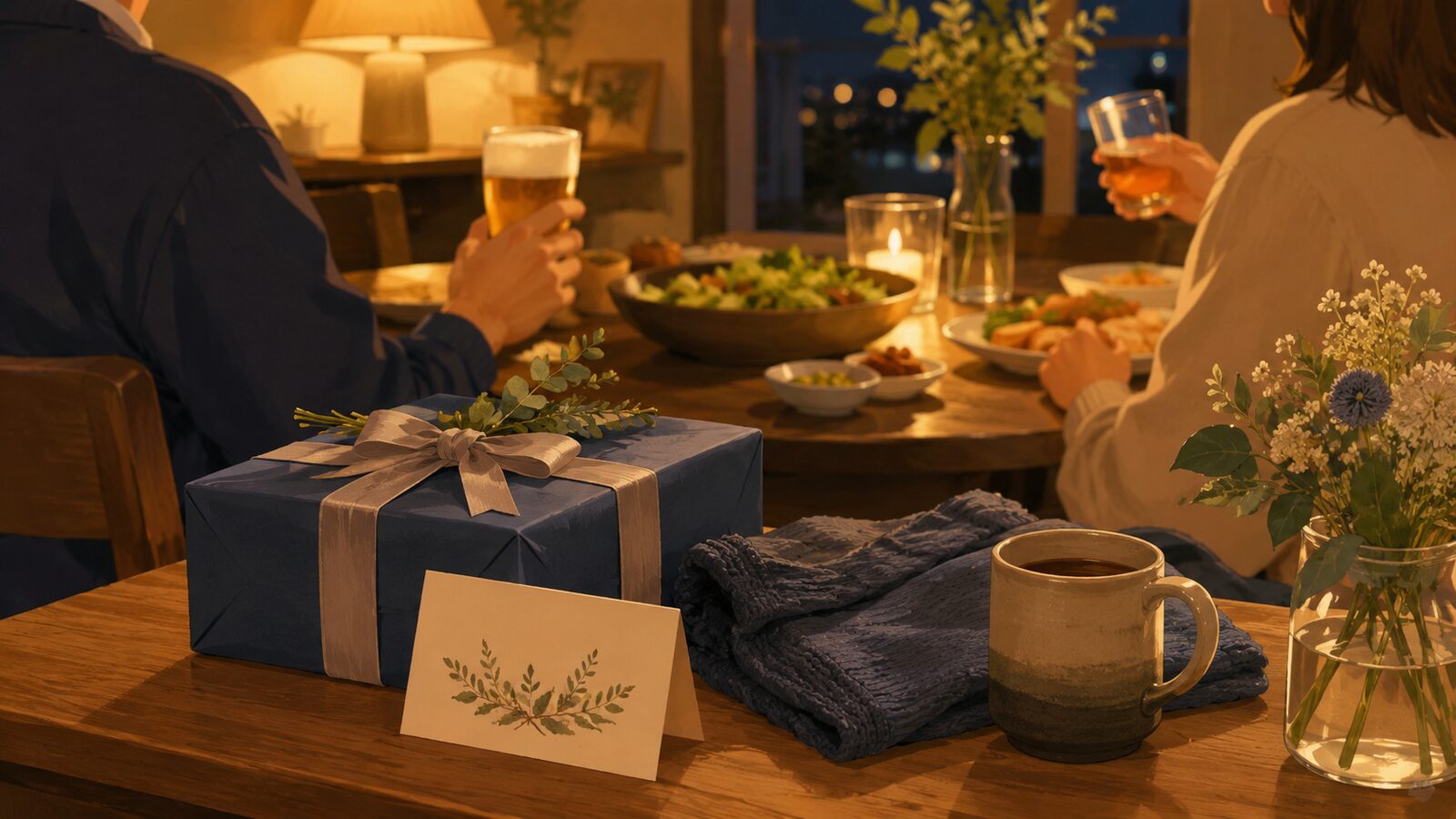 父の日の夜にギフトを囲んで過ごす穏やかな時間