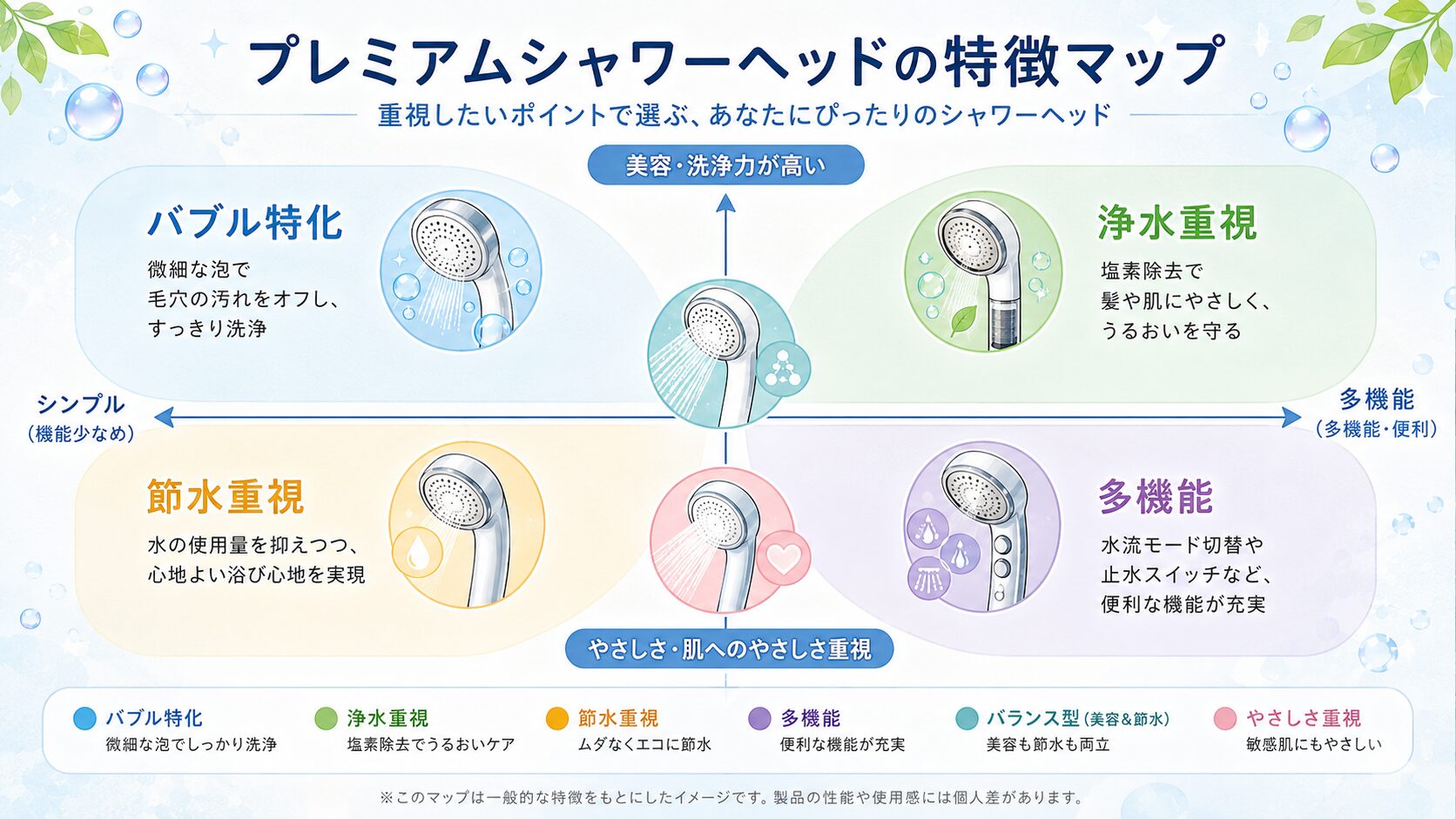 重視したいポイントで、合うシャワーヘッドは変わる。